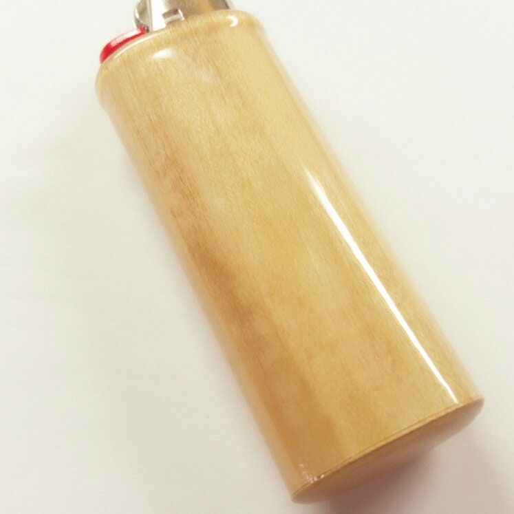 Pot Leaf Designed This Is Not a Cigarette Lighter Fits Bic Lighters Wood Holder Cover Sleeve Case