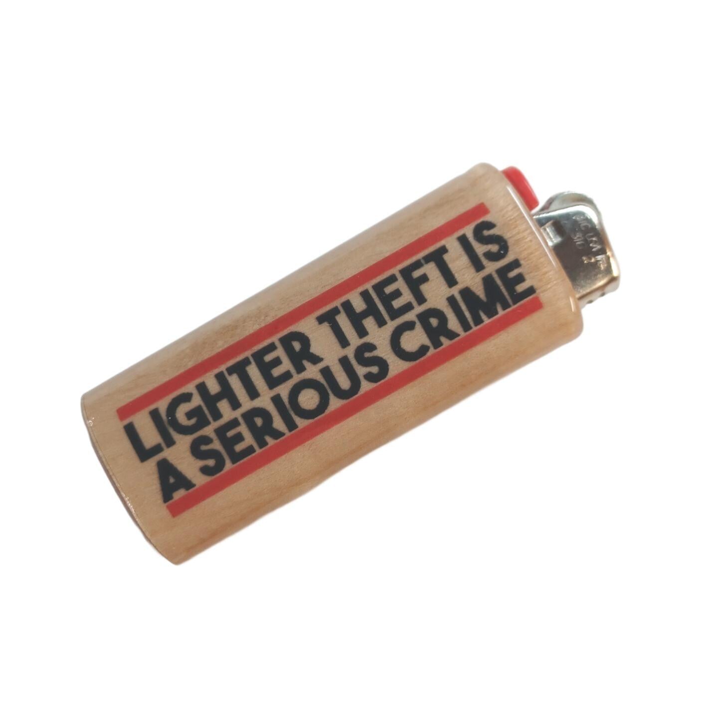 Lighter Theft is a Serious Crime Fits Bic Lighters Wood Holder Cover Sleeve Case