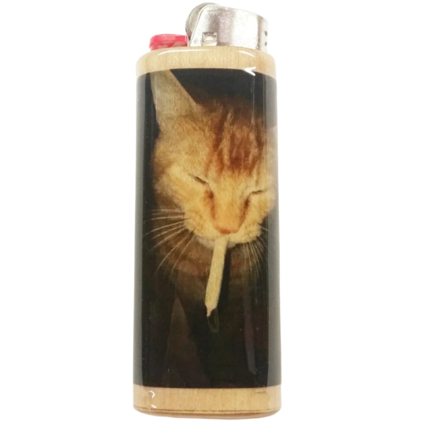 Funny Stoner Cat Smoking Joint Fits Bic Lighters Case Holder Sleeve Cover